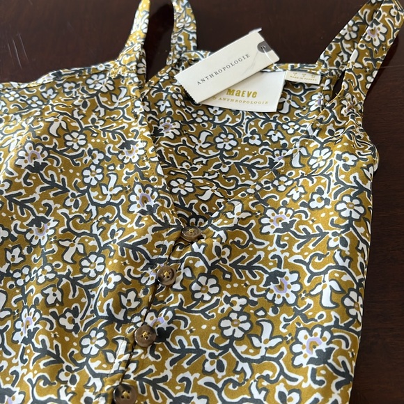 MAEVE Anthropologie NWT Floral Patterned Top in Mustard, Purple & White SIZE 2 - Picture 1 of 12
